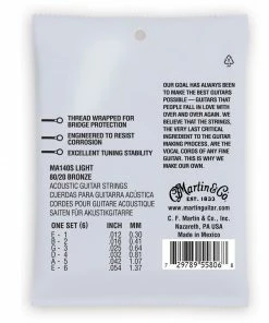 Martin & Co. MARTIN MA140S LIGHT 12 - 54 BRONZE 80/20 AUTHENTIC ACOUSTIC MARQUIS® SILKED GUITAR STRINGS