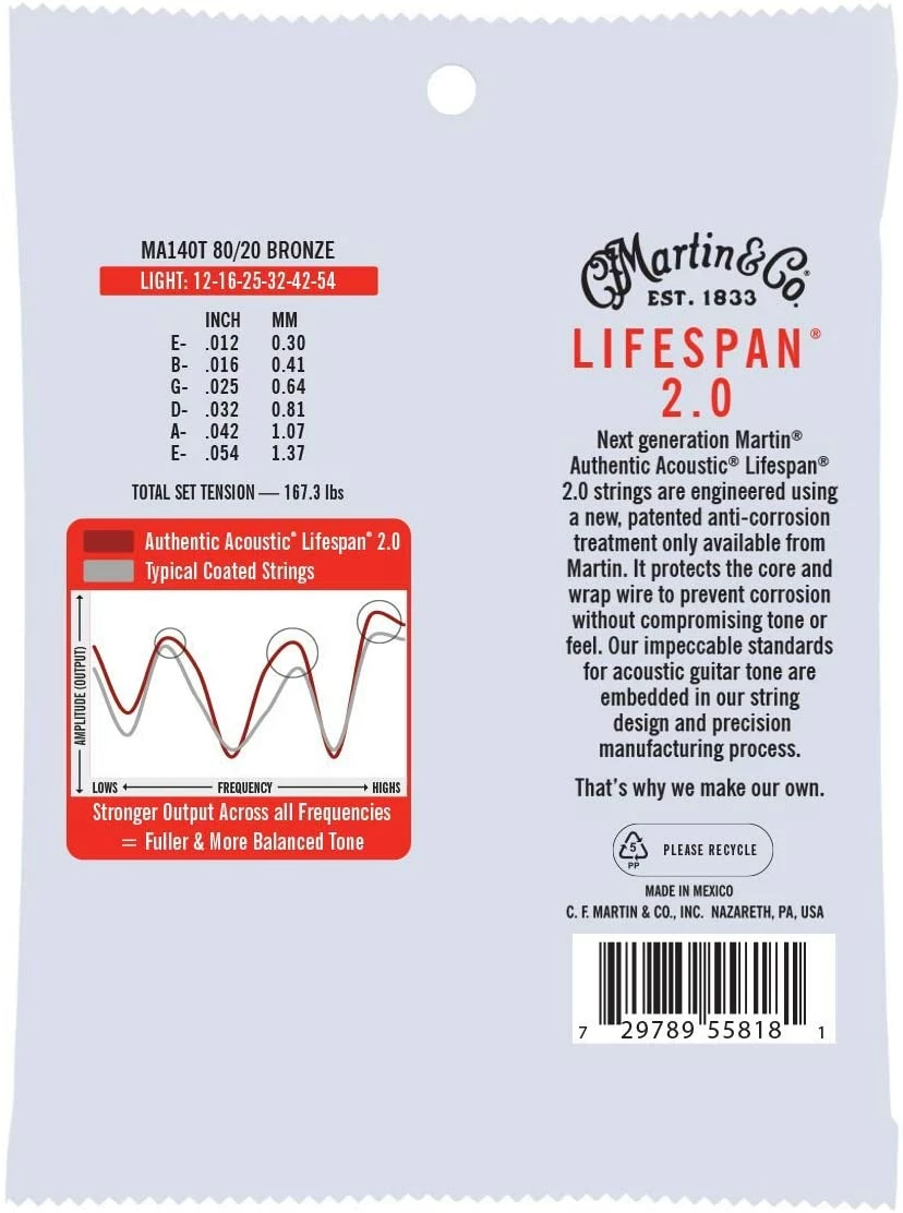 Best Pirce ✔️ Martin & Co. MARTIN MA140T LIGHT 12 - 54 BRONZE 80/20 AUTHENTIC ACOUSTIC LIFESPAN® 2.0 GUITAR STRINGS 🔔 2 Martin & Co. MARTIN MA140T LIGHT 12 - 54 BRONZE 80/20 AUTHENTIC ACOUSTIC LIFESPAN® 2.0 GUITAR STRINGS
