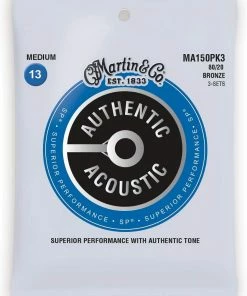 Martin & Co. MARTIN MA150PK3 MEDIUM 3 PACK AUTHENTIC ACOUSTIC SP® GUITAR STRINGS PHOSPHOR BRONZE