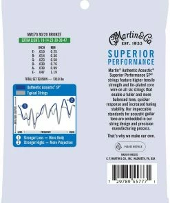 Martin & Co. MARTIN MA170 EXTRA LIGHT 10 - 47 BRONZE 80/20 AUTHENTIC ACOUSTIC SUPERIOR PERFORMANCE SP® GUITAR STRINGS