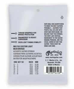Martin & Co. MARTIN MA175S CUSTOM LIGHT 11 - 52 BRONZE 80/20 AUTHENTIC ACOUSTIC MARQUIS® SILKED GUITAR STRINGS