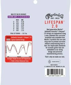 Martin & Co. MARTIN MA175T CUSTOM LIGHT 11 - 52 BRONZE 80/20 AUTHENTIC ACOUSTIC LIFESPAN® 2.0 GUITAR STRINGS