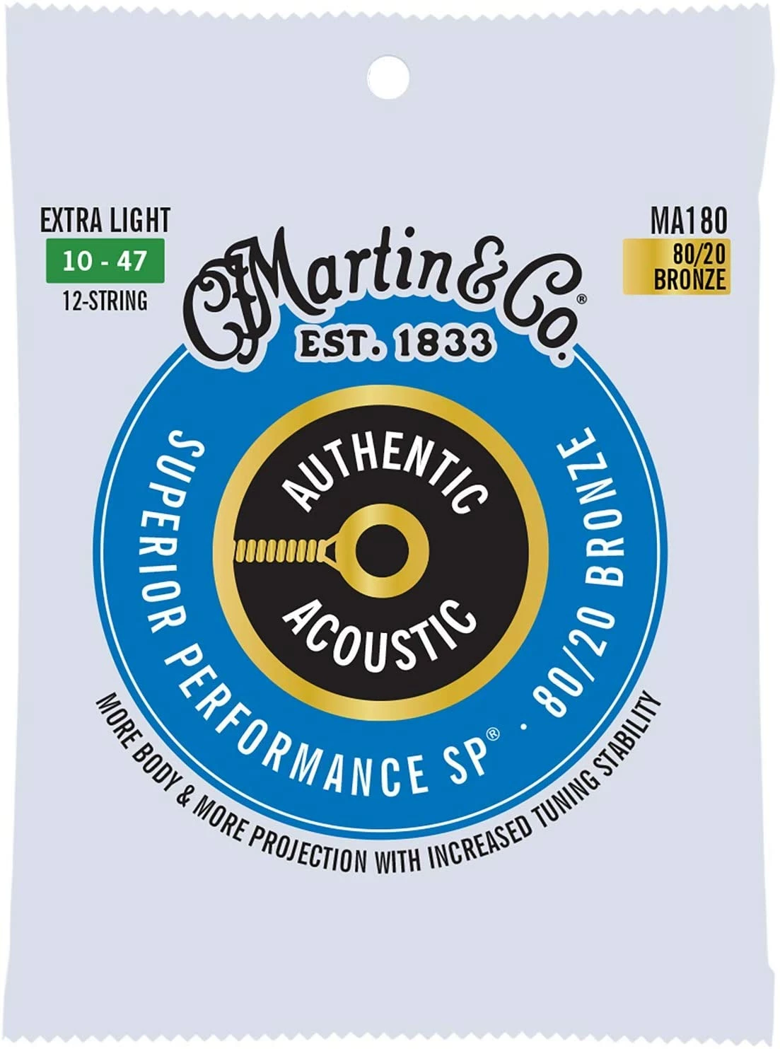 Brand new ❤️ Martin & Co. MARTIN MA180 EXTRA LIGHT 10 - 47 BRONZE 80/20 12 STRING AUTHENTIC ACOUSTIC SUPERIOR PERFORMANCE SP® GUITAR STRINGS ✔️ 1 Martin & Co. MARTIN MA180 EXTRA LIGHT 10 - 47 BRONZE 80/20 12 STRING AUTHENTIC ACOUSTIC SUPERIOR PERFORMANCE SP® GUITAR STRINGS