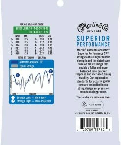 Martin & Co. MARTIN MA180 EXTRA LIGHT 10 - 47 BRONZE 80/20 12 STRING AUTHENTIC ACOUSTIC SUPERIOR PERFORMANCE SP® GUITAR STRINGS