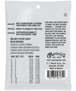 Martin & Co. MARTIN MA180T EXTRA LIGHT 10 - 47 BRONZE 80/20 12 STRING AUTHENTIC ACOUSTIC LIFESPAN® 2.0 GUITAR STRINGS