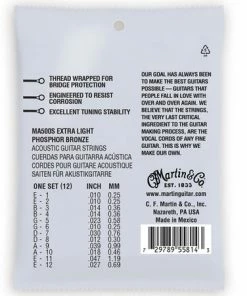 Martin & Co. MARTIN MA500S EXTRA LIGHT 10 - 47 PHOSPHOR BRONZE 12 STRING AUTHENTIC ACOUSTIC MARQUIS® SILKED GUITAR STRINGS