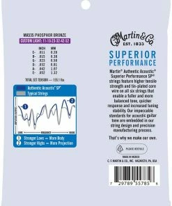 Martin & Co. MARTIN MA535 CUSTOM LIGHT 11 - 52 PHOSPHOR BRONZE AUTHENTIC ACOUSTIC SUPERIOR PERFORMANCE SP® GUITAR STRINGS