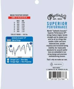 Martin & Co. MARTIN MA540 LIGHT 12 - 54 PHOSPHOR BRONZE AUTHENTIC ACOUSTIC SUPERIOR PERFORMANCE SP® GUITAR STRINGS