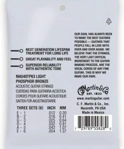 Martin & Co. MARTIN MA540TPK3 LIGHT 3 PACK AUTHENTIC ACOUSTIC LIFESPAN® 2.0 GUITAR STRINGS PHOSPHOR BRONZE