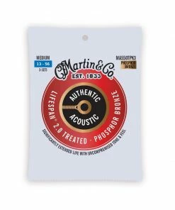 Martin & Co. MARTIN MA550TPK3 MEDIUM 3 PACK AUTHENTIC ACOUSTIC LIFESPAN® 2.0 GUITAR STRINGS PHOSPHOR BRONZE