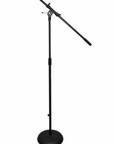 JJ Music Sales Accessories Round Base Microphone Stand With Boom Arm & Clip - Black