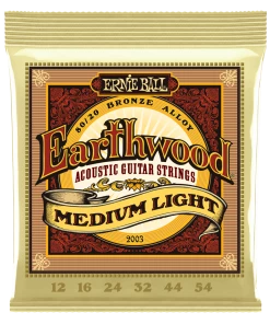 ERNIE BALL 2003 EARTHWOOD MEDIUM LIGHT 80/20 BRONZE ACOUSTIC GUITAR STRINGS - 12-54 GAUGE