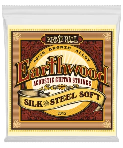 ERNIE BALL 2045 EARTHWOOD SILK & STEEL SOFT 80/20 BRONZE ACOUSTIC GUITAR STRINGS - 11-52 GAUGE