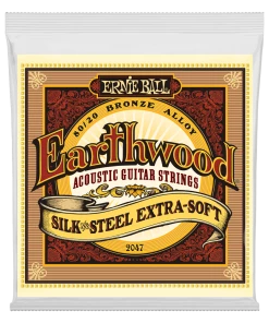 ERNIE BALL 2047 EARTHWOOD SILK & STEEL EXTRA SOFT 80/20 BRONZE ACOUSTIC GUITAR STRINGS - 10-50 GAUGE