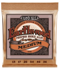 ERNIE BALL 2144 EARTHWOOD MEDIUM PHOSPHOR BRONZE ACOUSTIC GUITAR STRINGS - 13-56 GAUGE