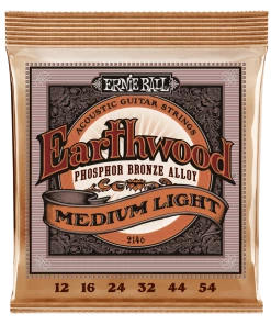 ERNIE BALL 2146 EARTHWOOD MEDIUM LIGHT PHOSPHOR BRONZE ACOUSTIC GUITAR STRINGS - 12-54 GAUGE