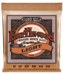 ERNIE BALL 2148 EARTHWOOD LIGHT PHOSPHOR BRONZE ACOUSTIC GUITAR STRINGS - 11-52 GAUGE