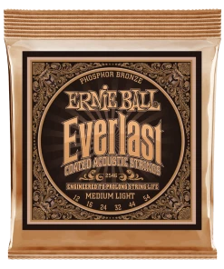 ERNIE BALL 2546 EVERLAST MEDIUM LIGHT COATED PHOSPHOR BRONZE ACOUSTIC GUITAR STRINGS - 12-54 GAUGE