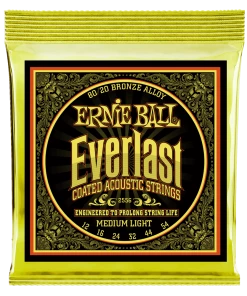 ERNIE BALL 2556 EVERLAST MEDIUM LIGHT COATED 80/20 BRONZE ACOUSTIC GUITAR STRINGS - 12-54 GAUGE