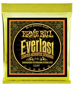 ERNIE BALL 2558 EVERLAST LIGHT COATED 80/20 BRONZE ACOUSTIC GUITAR STRINGS - 11-52 GAUGE