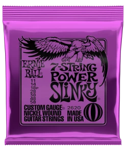 ERNIE BALL POWER SLINKY 2620 7-STRING NICKEL WOUND ELECTRIC GUITAR STRINGS - 11-58 GAUGE