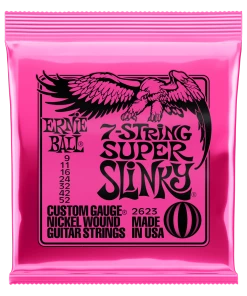 ERNIE BALL SUPER SLINKY 2623 7-STRING NICKEL WOUND ELECTRIC GUITAR STRINGS - 9-52 GAUGE