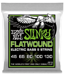 ERNIE BALL REGULAR SLINKY 5-STRING FLATWOUND ELECTRIC BASS STRINGS - 45-130 GAUGE