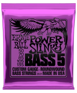 ERNIE BALL 2821 POWER SLINKY 5-STRING NICKEL WOUND ELECTRIC BASS STRINGS - 50-135 GAUGE