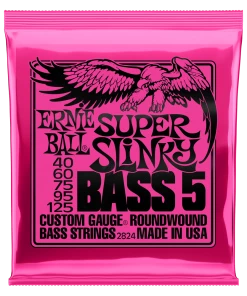 ERNIE BALL 2824 SUPER SLINKY 5-STRING NICKEL WOUND ELECTRIC BASS STRINGS - 40-125 GAUGE