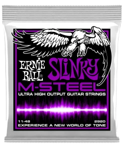 ERNIE BALL POWER SLINKY 2920 M-STEEL ELECTRIC GUITAR STRINGS - 11-48 GAUGE