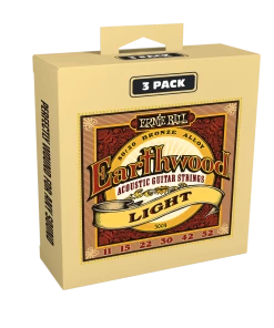 ERNIE BALL EARTHWOOD 3004 LIGHT 80/20 BRONZE ACOUSTIC GUITAR STRINGS 3-PACK - 11-52 GAUGE