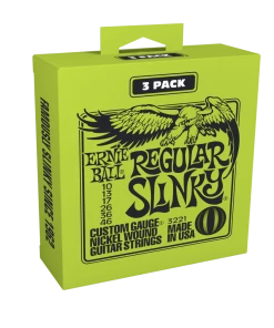 ERNIE BALL 3221 REGULAR SLINKY NICKEL WOUND ELECTRIC GUITAR STRINGS 3 PACK - 10-46 GAUGE