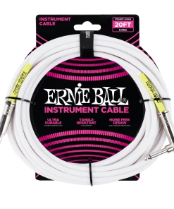 ERNIE BALL 20' STRAIGHT / ANGLE INSTRUMENT CABLE - WHITE P06047 Instrument Cables