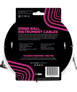 ERNIE BALL 20' STRAIGHT / ANGLE INSTRUMENT CABLE - WHITE P06047 Instrument Cables