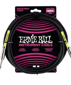 ERNIE BALL 6048 10' STRAIGHT / STRAIGHT INSTRUMENT CABLE - BLACK Instrument Cables
