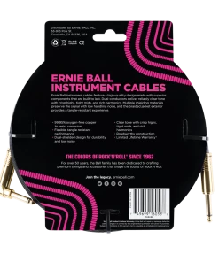 ERNIE BALL 25' BRAIDED STRAIGHT / ANGLE INSTRUMENT CABLE - BLACK P06058