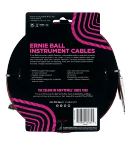 Instrument Cables ERNIE BALL 25' BRAIDED STRAIGHT / ANGLE INSTRUMENT CABLE - BLACK / RED P06062