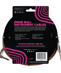 Instrument Cables ERNIE BALL 25' BRAIDED STRAIGHT / ANGLE INSTRUMENT CABLE - BLACK / ORANGE P06064