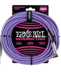 JJ Music Sales Sales Store 11 ERNIE BALL 25' BRAIDED STRAIGHT / ANGLE INSTRUMENT CABLE - PURPLE P06069 Instrument Cables