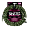 ERNIE BALL 10' BRAIDED STRAIGHT / ANGLE INSTRUMENT CABLE - BLACK / GREEN P06077 Instrument Cables