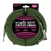 ERNIE BALL 18' BRAIDED STRAIGHT / ANGLE INSTRUMENT CABLE - BLACK / GREEN P06082 Instrument Cables
