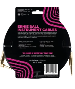 Instrument Cables ERNIE BALL 18' BRAIDED STRAIGHT / ANGLE INSTRUMENT CABLE - BLACK P06086