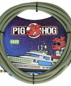 Pig Hog USA PIG HOG "JAMAICAN GREEN" INSTRUMENT CABLE, 10FT RIGHT ANGLE