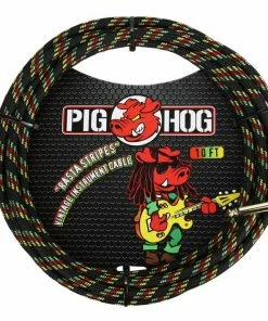 Pig Hog USA Instrument Cables PIG HOG "RASTA STRIPES" INSTRUMENT CABLE, 10FT RIGHT ANGLE