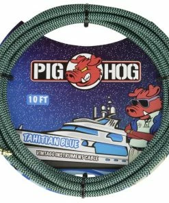 Pig Hog USA Instrument Cables PIG HOG "TAHITIAN BLUE" INSTRUMENT CABLE, 10FT RIGHT ANGLE