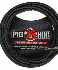 Pig Hog USA PIG HOG "BLACK WOVEN" INSTRUMENT CABLE, 20FT RIGHT ANGLE