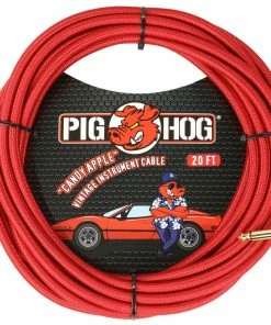 Pig Hog USA Instrument Cables PIG HOG "CANDY APPLE RED" INSTRUMENT CABLE, 20FT. RIGHT ANGLE