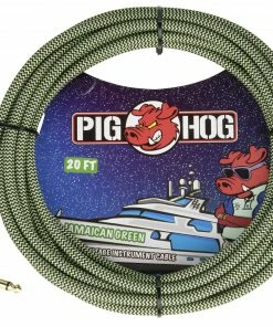 Pig Hog USA PIG HOG "JAMAICAN GREEN" INSTRUMENT CABLE, 20FT RIGHT ANGLE