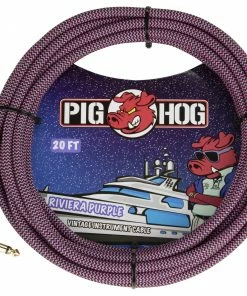 Pig Hog USA PIG HOG "RIVIERA PURPLE" INSTRUMENT CABLE, 20FT RIGHT ANGLE