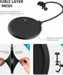 JJ Music Sales Accessories Microphone Pop Filter With Goose Neck & Clamp